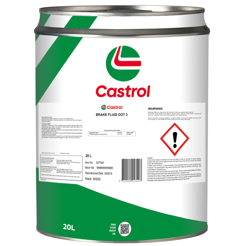 Brake Fluid Dot 3 20L - Castrol - Brake & Clutch Fluid - Castrol