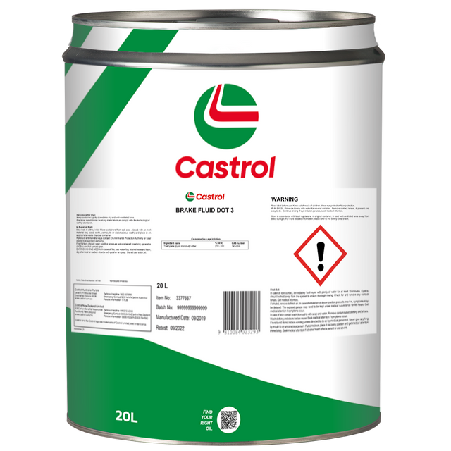 Brake Fluid Dot 3 20L - Castrol - Brake & Clutch Fluid - Castrol