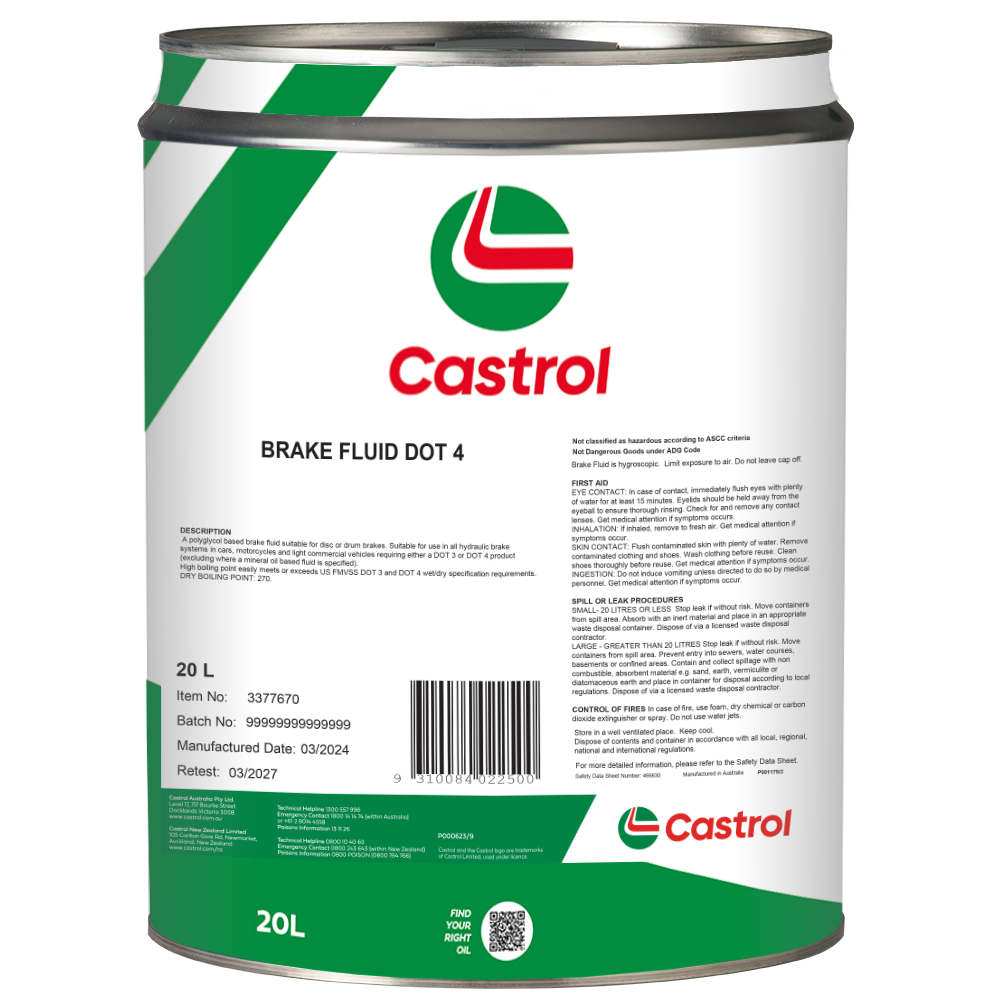 Brake Fluid Dot 4 20L - Castrol - Brake & Clutch Fluid - Castrol