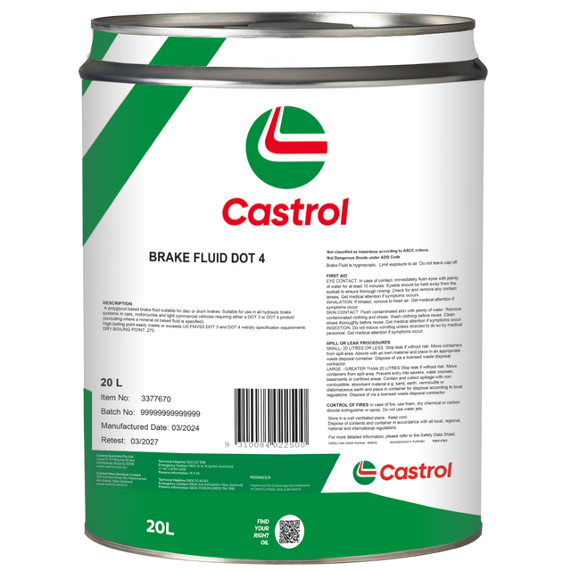 Brake Fluid Dot 4 20L - Castrol - Brake & Clutch Fluid - Castrol