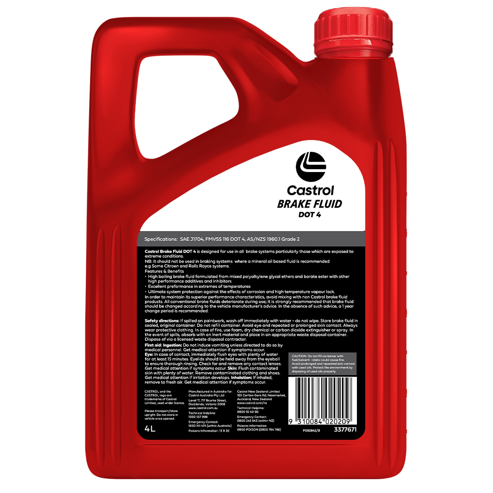 Brake Fluid Dot 4 4L - Castrol - Brake & Clutch Fluid - Castrol