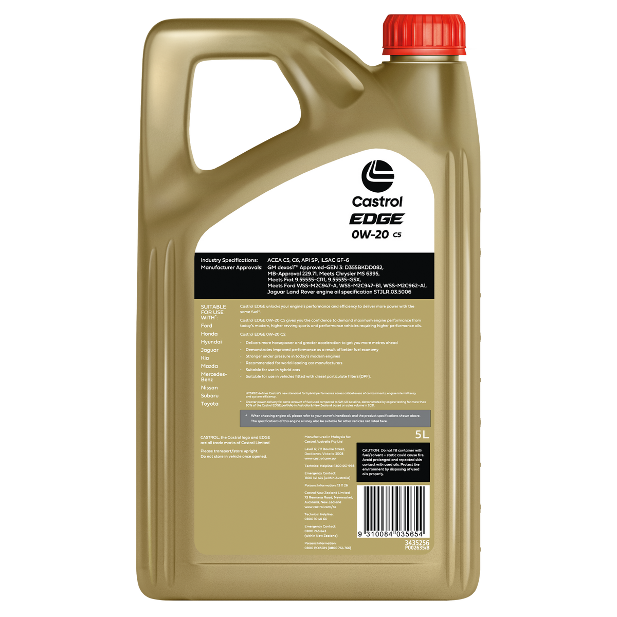EDGE 0W - 20 C5 5L - Castrol - Full Synthetic Engine Oil - Castrol