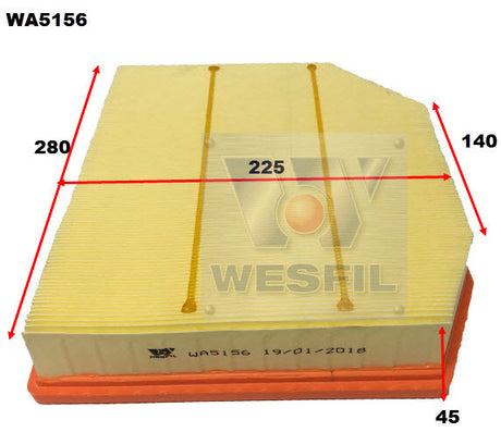 Air Filter A1825 Fits BMW WA5156 - Wesfil | Universal Auto Spares