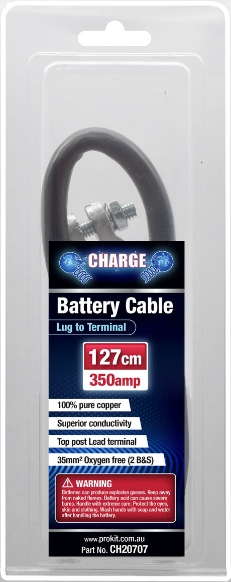 Battery Cable 35mmSq 127cm 350amp - Charge