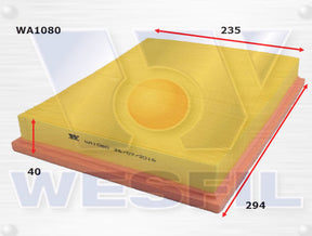 Air Filter A1433 Fits Holden WA1080 - Wesfil