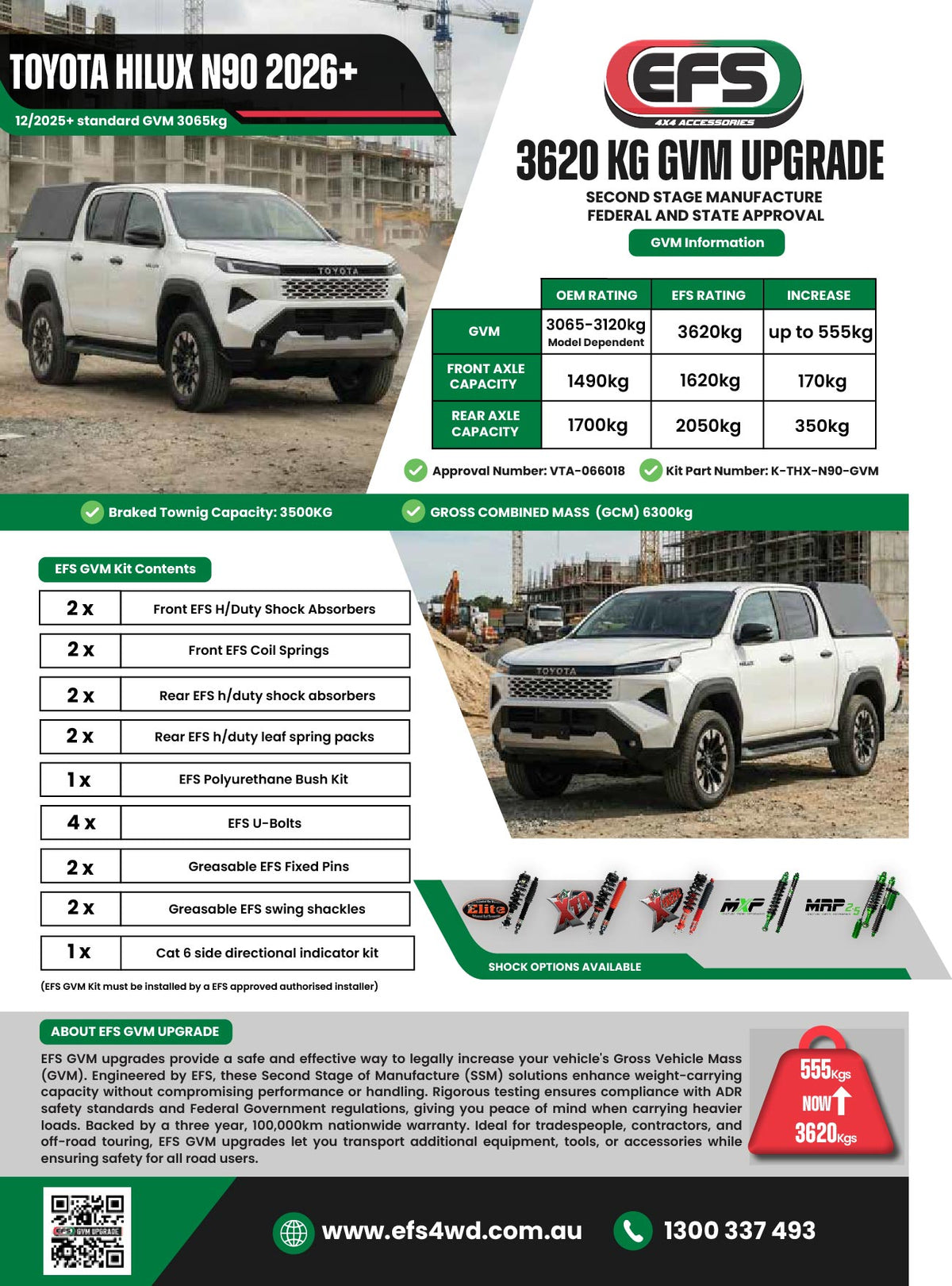 Toyota Hilux N90 2026+ 4WD only 3620kg GVM Upgrade K - THX - N90 - GVM - EFS - EFS