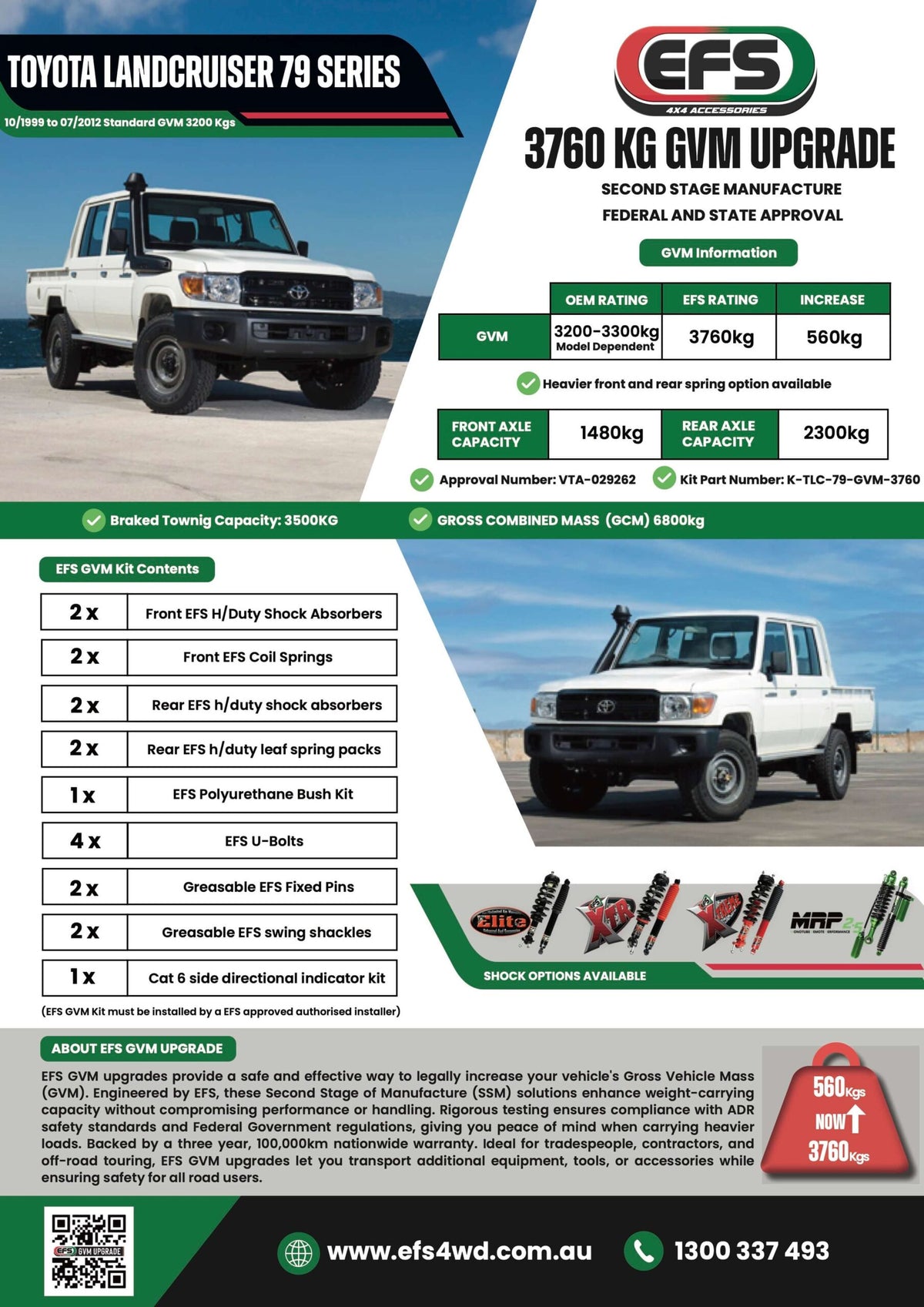 Toyota Landcruiser HZJ79 Series Single & Dual Cab 10/1999 to 07/2012 3760kg GVM Upgrade