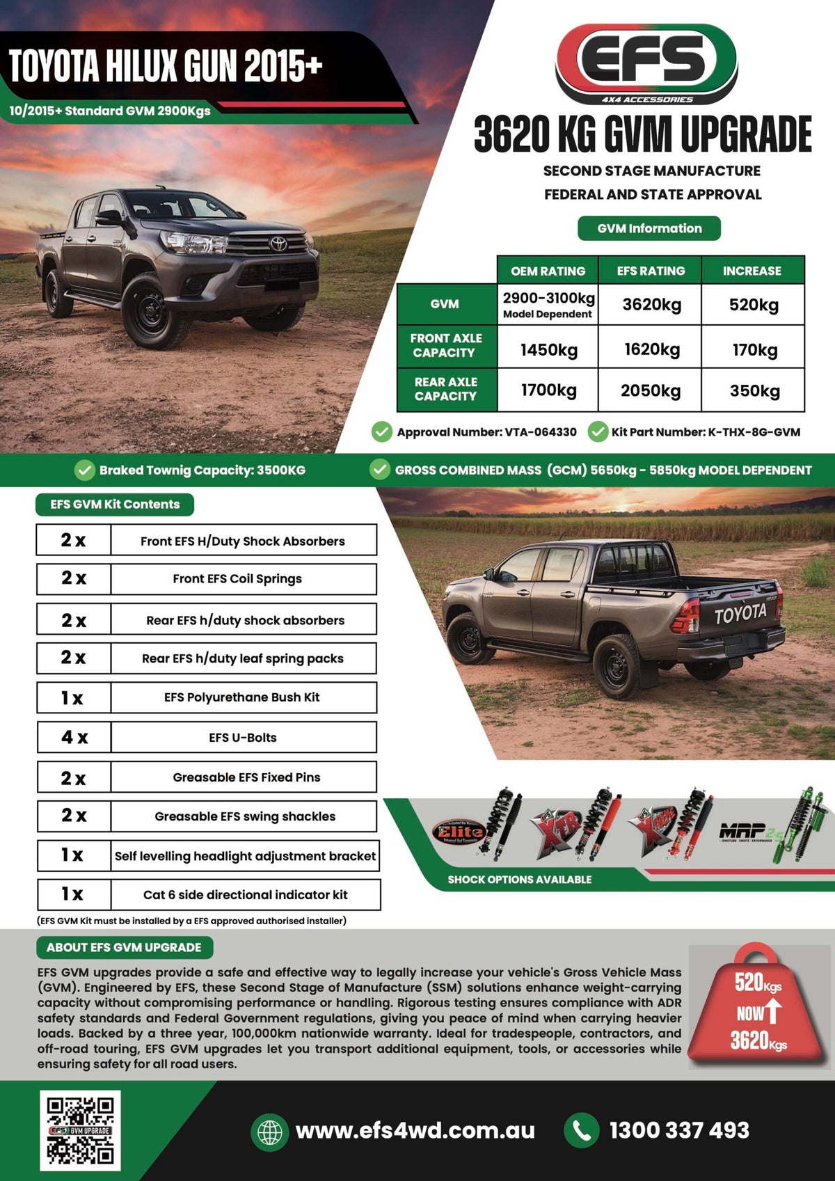 Toyota Hilux GUN 8th GEN 3620kg GVM Upgrade