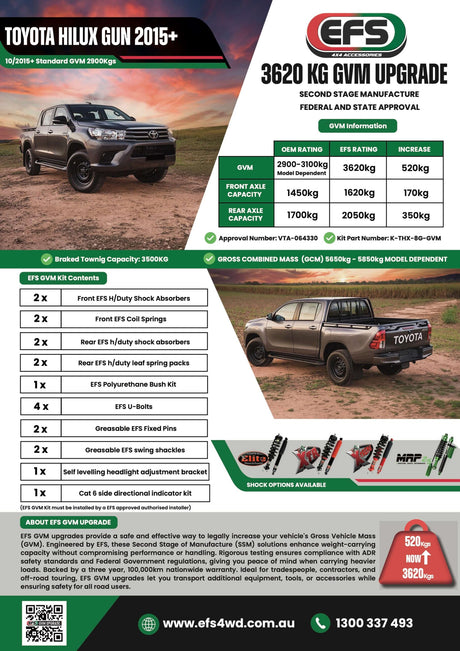 Toyota Hilux GUN 8th GEN 3620kg GVM Upgrade K-THX-8G-GVM - EFS