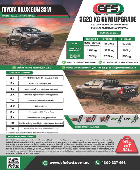 Toyota Hilux GUN SSM 2015+ 3620kg GVM Upgrade K-THX-8GSSM-GVM - EFS