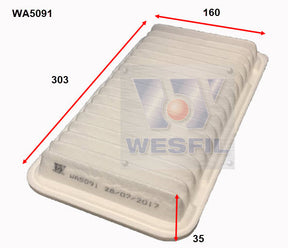 Air Filter A1834 Fits Mazda WA5091 - Wesfil