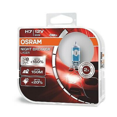 H7 12V 55W Night Laser - PX26D (1 = 2 Globes) 64210NL-HCB - Osram | Universal Auto Spares