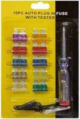 10 Piece Auto Plug In Fuse With Tester