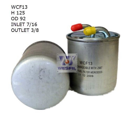 Diesel Fuel Filter Z667 Fits Mercedes WCF13 - Wesfil | Universal Auto Spares