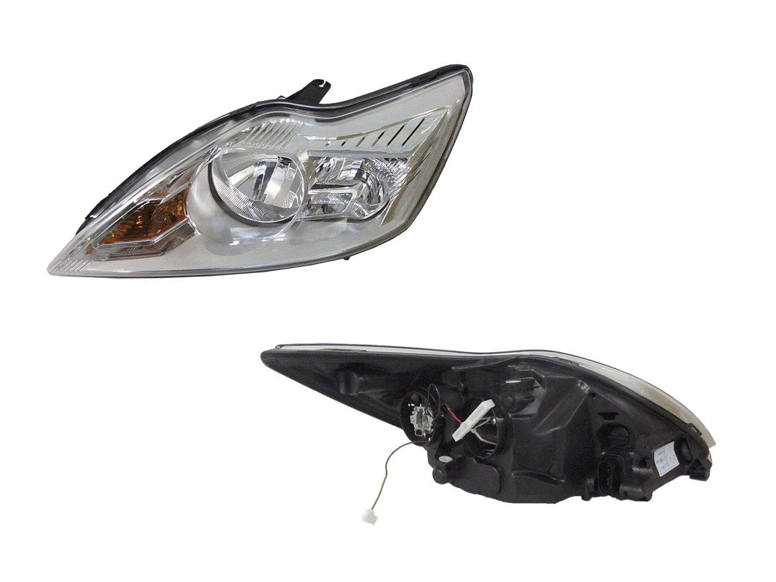 Headlight (LHS) with Electric Adjust Motor, Halogen H7/H1, Chromed Base & Cover Ford Focus LV 2009 - 2011 FDFO - HEL - 37L - Sterling Parts - Headlight Assemblies - Sterling Parts
