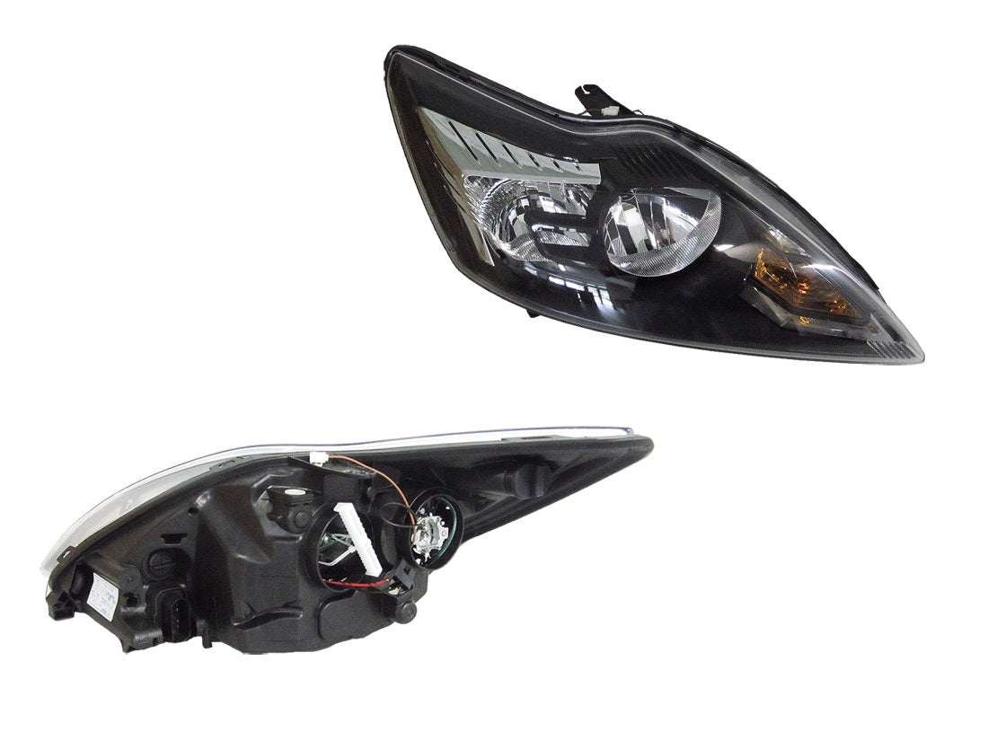 Headlight (RHS, Electric Adjust, Halogen H7/H1, Black Base/Chromed Cover) Ford Focus LV 2009 - 2011 FDFO - HEL - 38R - Sterling Parts - Headlight Assemblies - Sterling Parts