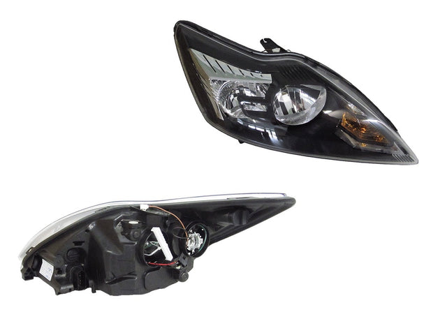 Headlight (RHS, Electric Adjust, Halogen H7/H1, Black Base/Chromed Cover) Ford Focus LV 2009 - 2011 FDFO - HEL - 38R - Sterling Parts - Headlight Assemblies - Sterling Parts