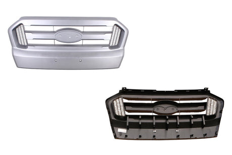 Front Grille (Black, Modified Design, No "Ranger" Text) with Light Grey Mould Ford Ranger PX Series 2 2015 - 2018 FDRG-GRI-27F - Sterling Parts