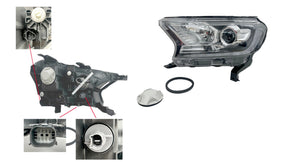 Headlight (LHS) Projector Lens Xenon/HID D8S/HB3 with Leveling Motor & LED DRL Ford Ranger PX2/PX3 2015 - 2022 FDRG - HEL - 12L - Sterling Parts - Headlight Assemblies - Sterling Parts