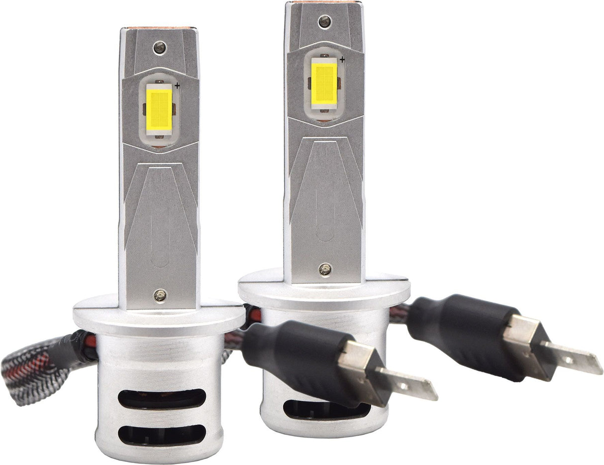 2 Piece H1 H3 Direct Fit LED Headlight Globes 6500K Plug and Play Canbus Compatible – Motolite | Universal Auto Spares