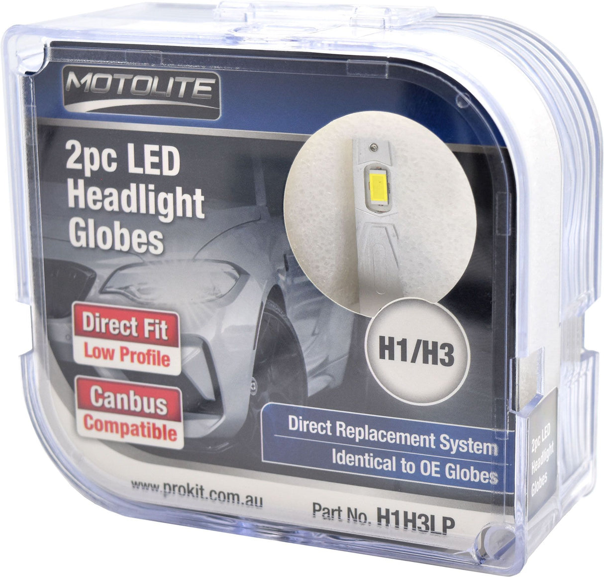 2 Piece H1 H3 Direct Fit LED Headlight Globes 6500K Plug and Play Canbus Compatible – Motolite | Universal Auto Spares