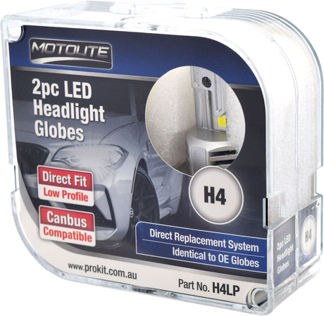 2 Piece H4 Direct Fit LED Headlight Globes 6500K Plug and Play Canbus Compatible – Motolite | Universal Auto Spares