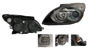 Headlight (LHS, Black, H7/H1, Manual Adjuster) Hyundai i30 FD 2009 - 2012 HYI3-HEL-03L - Sterling