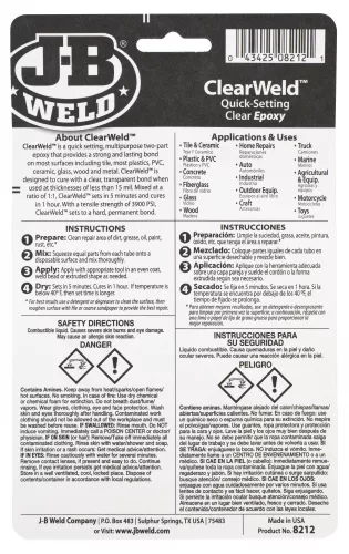 Clear Weld Twin Tube 57g - J-B Weld | Universal Auto Spares