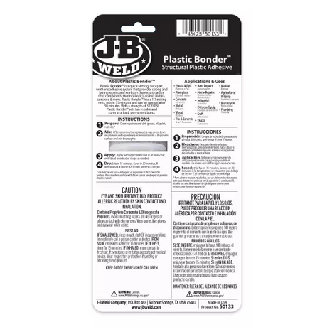 Plastic Bonder Epoxy Syringe 25ml Strong, Lasting Repairs - J-B Weld | Universal Auto Spares