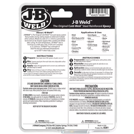 Professional Size Steel Reinforced Epoxy Repairs To Metal 283.6g - J-B Weld | Universal Auto Spares