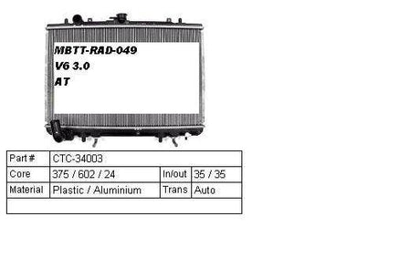 Radiator for Auto & Manual Mitsubishi Triton MK 09/1996 - 06/2006 MBTT-RAD-049 - Sterling Parts