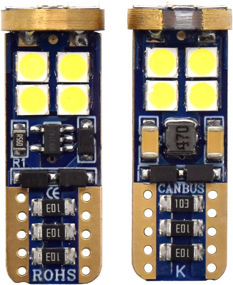 2pc LED Globes T10 W2.1 x 9.5D (501) White - Motolite