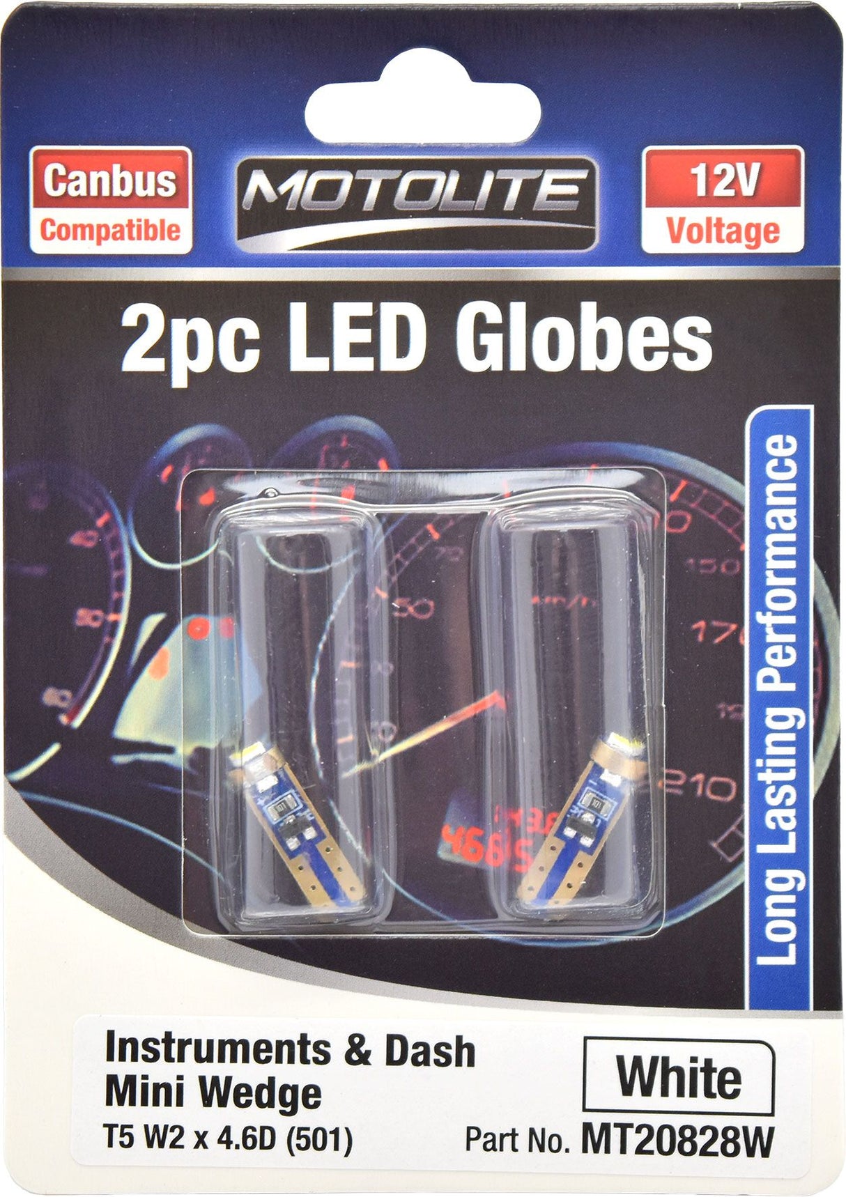 2pc LED Globes T5 W2 x 4.6D (501) White - Motolite