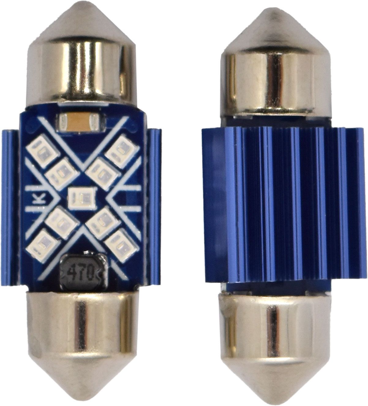 2pc LED Globes Festoon 31mm Blue - Motolite