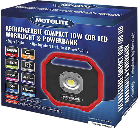 Rechargeable Compact 10W COB LED Work-Light & Power-Bank - Motolite | Universal Auto Spares