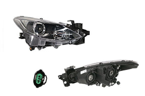 Headlight (Halogen, H11/H15, RHS) Electric Adjuster Mazda 3 BM 2014 - 2016 MZ03 - HEL - 15R - Sterling Parts - Headlight Assemblies - Sterling Parts