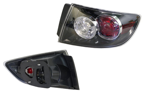 Outer Tail Light (RHS, Black/Clear/Red) Mazda 3 BK Sedan 2004 - 2008 MZ03-TAL-20R - Sterling Parts
