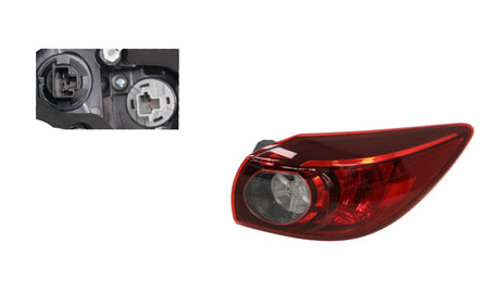 Tail Light (Outer, RHS) without LED Mazda 3 BM/BN Hatchback 2013 - 2019 MZ03-TAL-41R - Sterling Parts