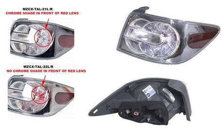 Tail Light (RHS) with Chrome Shade Mazda CX-7 ER 2006 - 2009 MZCX-TAL-21R - Sterling Parts