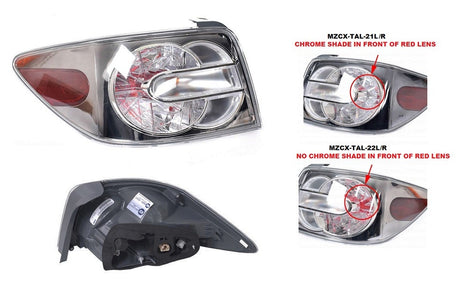Tail Light (LHS, No Chrome Shade) Mazda CX-7 ER 2009 - 2012 MZCX-TAL-22L - Sterling Parts