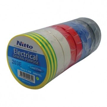 PVC Electrical Tape 18mm x 20m Mixed Colour 10 Pack - NITTO | Universal Auto Spares