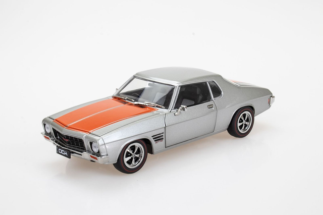 Holden HQ 2 Door Silver with Orange Stripe Diecast Model Car 1:24 Scale (Approx. 18–20cm) Collectible | Universal Auto Spares