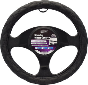 38cm Leather Feel Black with Black Cross Stitch - PC Procovers | Universal Auto Spares