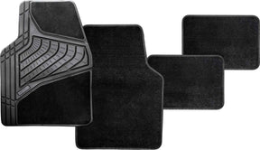 4 Piece Black Carpet & Rubber Mat Set with Velcro Positioning Tabs - PC Procovers