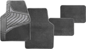 4 Piece Grey Carpet & Rubber Mat Set with Velcro Positioning Tabs - PC Procovers