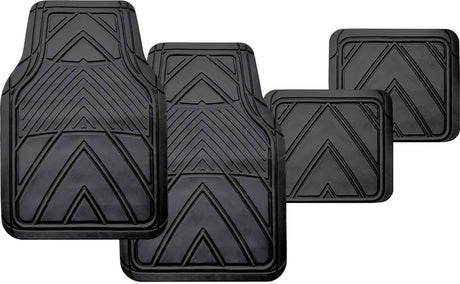 4 Pieces Black Carpet & Rubber Mat Set with Velcro Positioning Tabs - PC Procovers | Universal Auto Spares