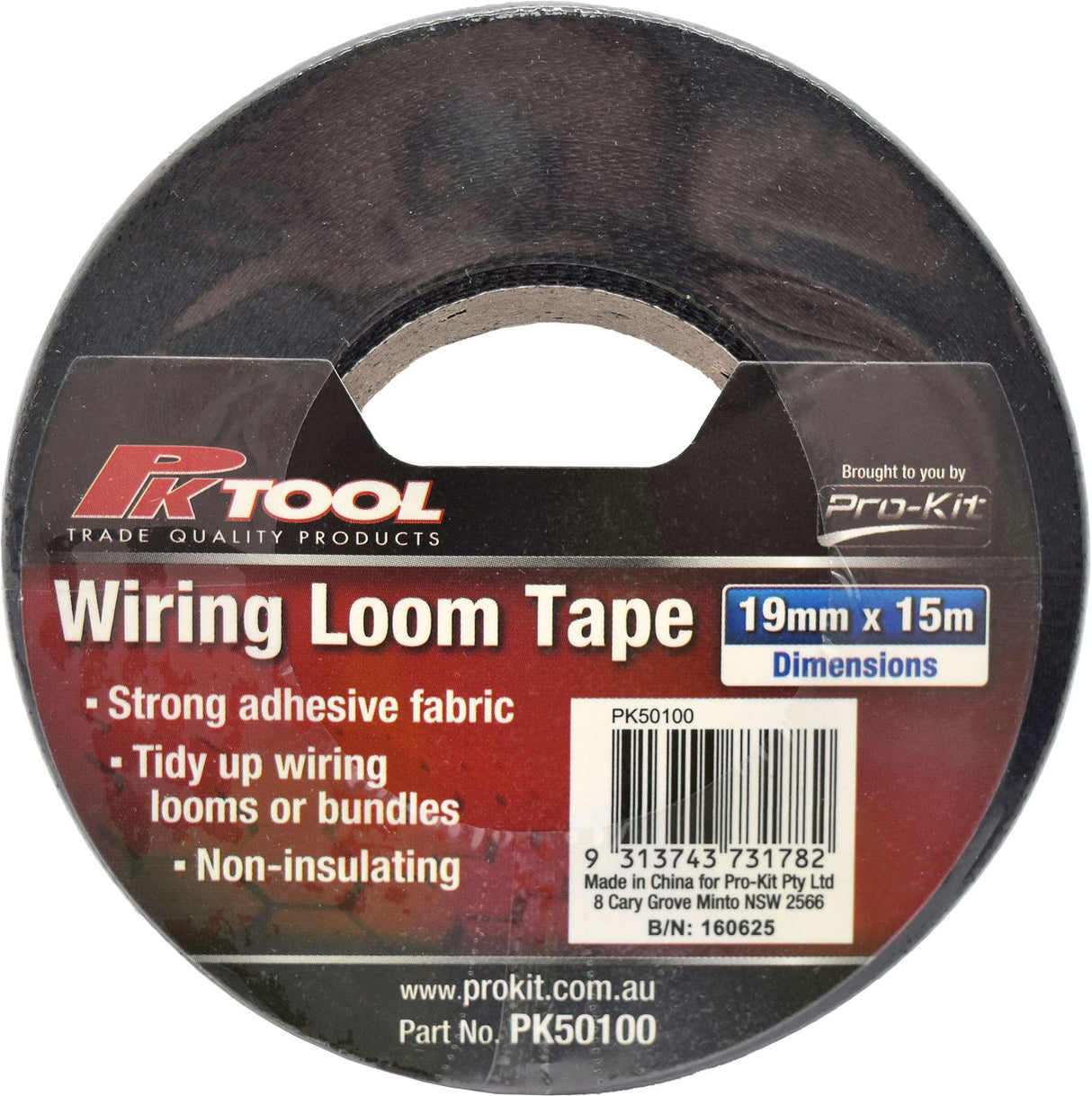 Wiring Loom Tape 19mm x 5m - Strong Adhesive Fabric for Looms & Bundles – PKTool | Universal Auto Spares