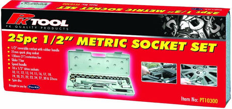 25 Pieces 1/2” Drive Metric Socket Set - PKTool | Universal Auto Spares