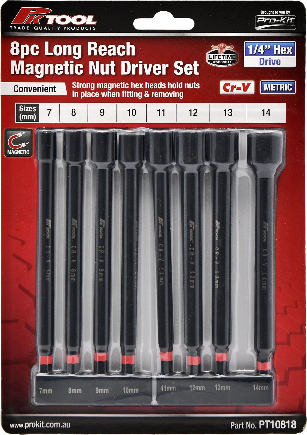 8 Piece Long Reach Magnetic Nut Driver Set - PKTool