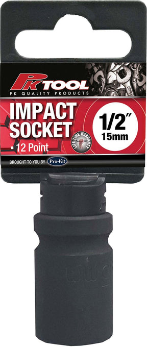 15mm 1/2” Drive 12PT Metric CR-V Impact Socket - PKTool